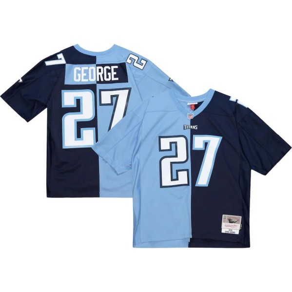 Men's Navy/Blue Tennessee Titans #27 Eddie George  Split Mitchell & Ness Stitched Jersey